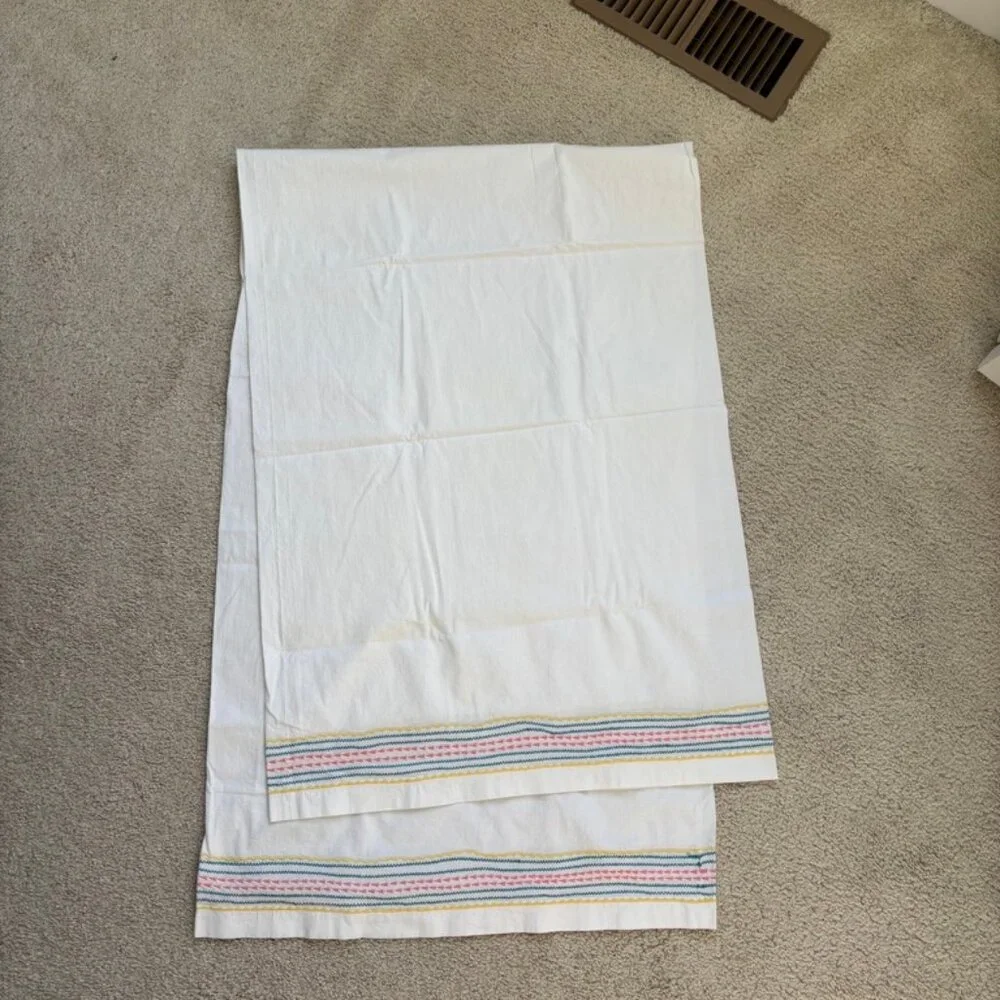 Vintage Stripe Embroidered Pillowcase Tube to finish